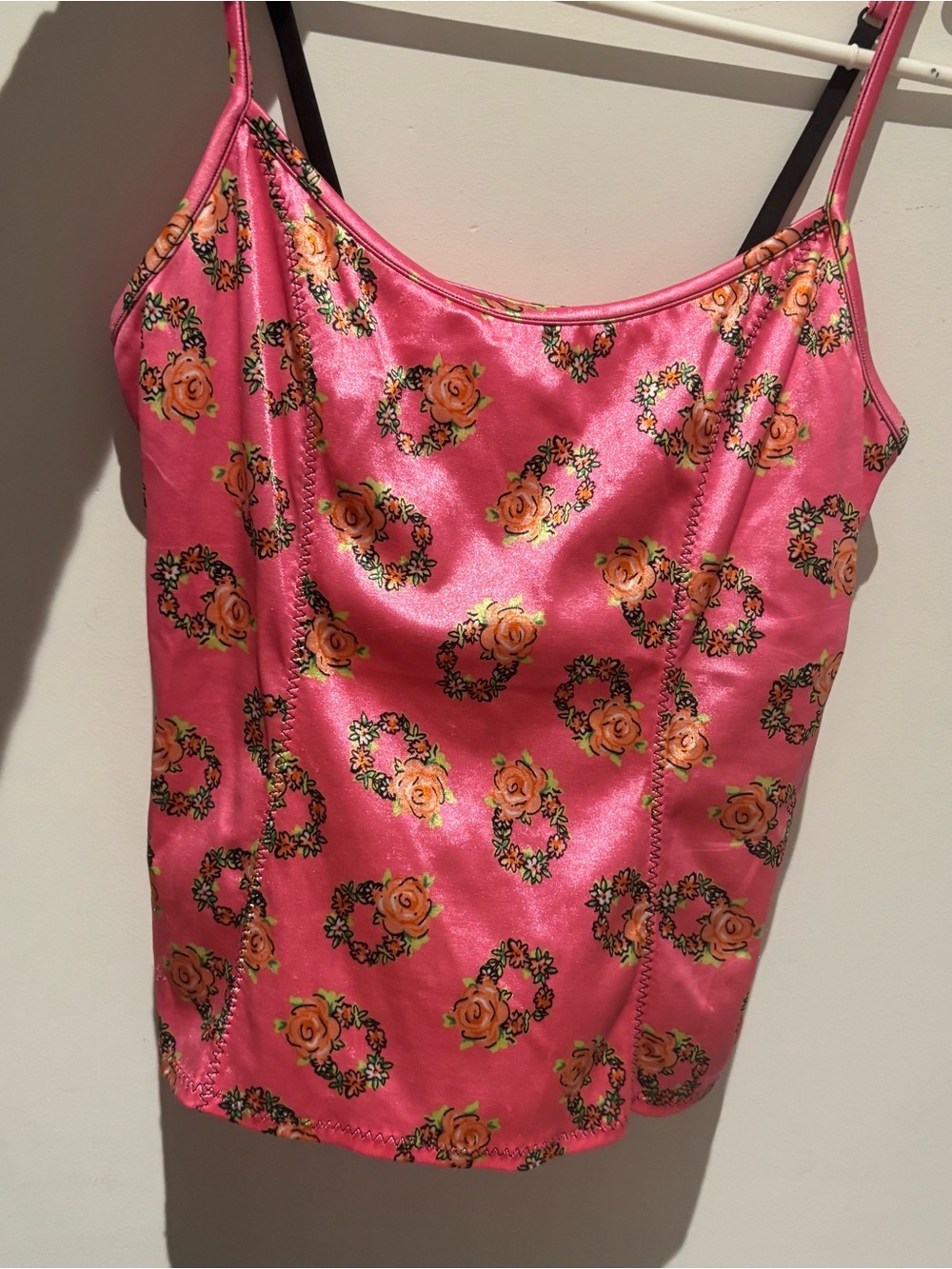 Vintage Betsey Johnson Silky Corset Stitch Cami 2000's - Picture 2 of 5